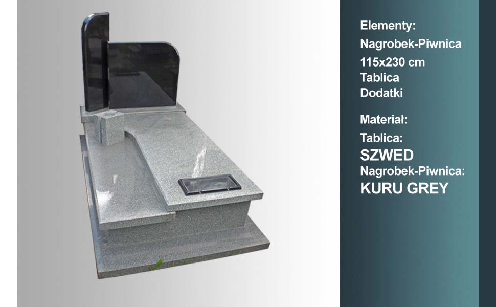 materiał nagrobka: kuru grey, materiał tablicy: szwed