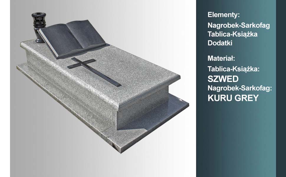 materiał nagrobka: kuru grey, materiał tablicy: szwed