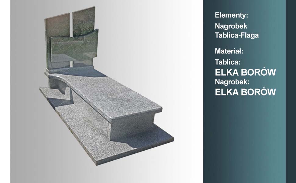 materiał nagrobka: elka borów, materiał tablicy: elka borów