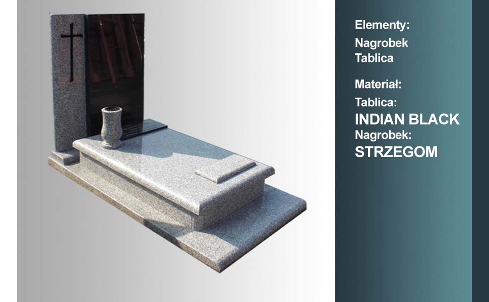 materiał nagrobka: strzegom, materiał tablicy: indian black