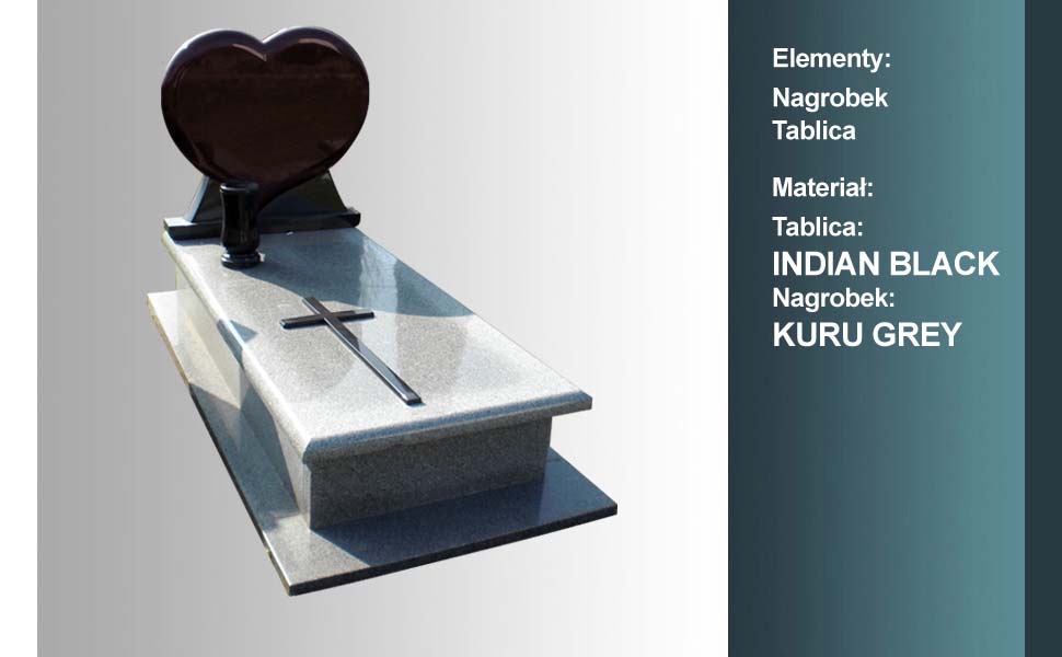 materiał nagrobka: indian black, materiał tablicy: kuru grey