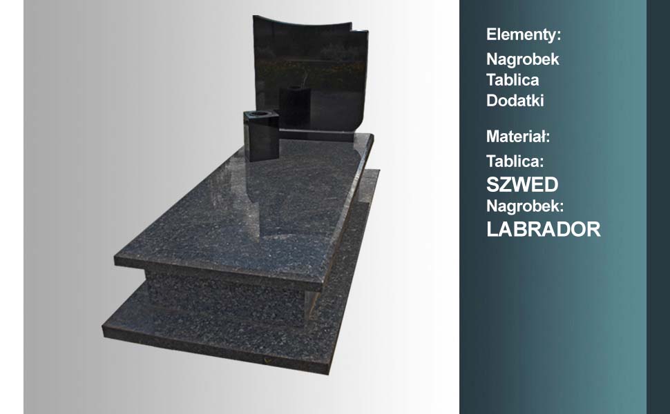 materiał nagrobka: labrador, materiał tablicy: szwed
