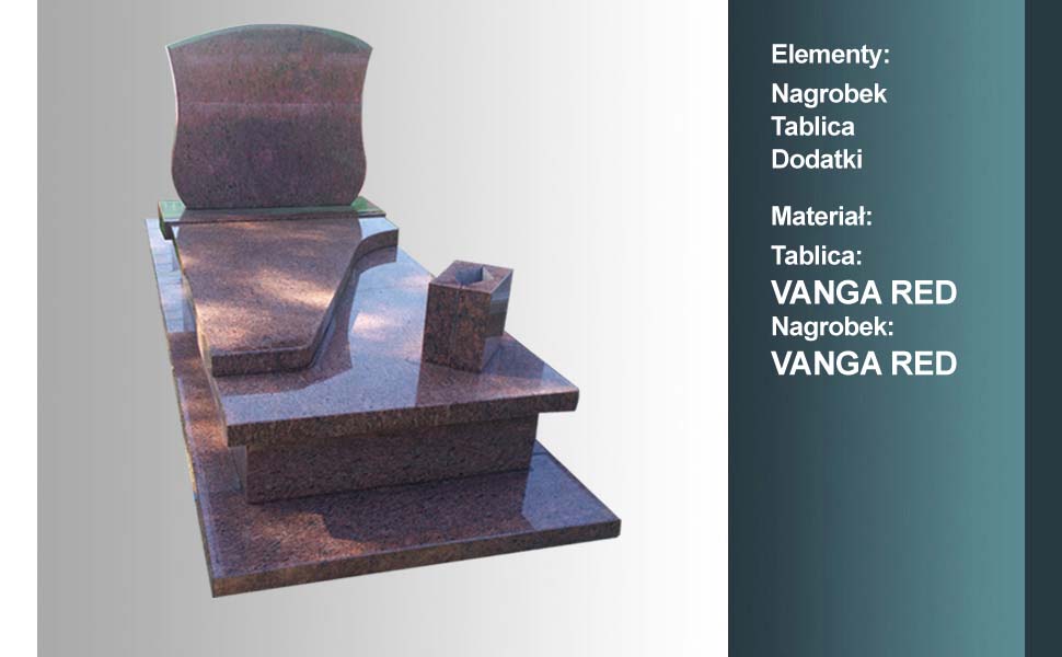 materiał nagrobka: vanga red, materiał tablicy: vanga red