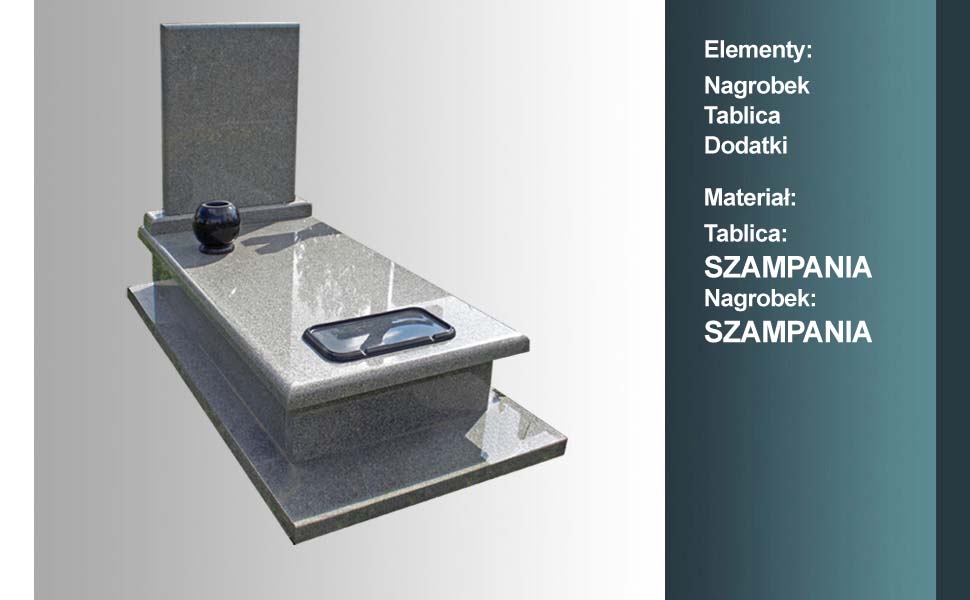 materiał nagrobka: szampania, materiał tablicy: szampania