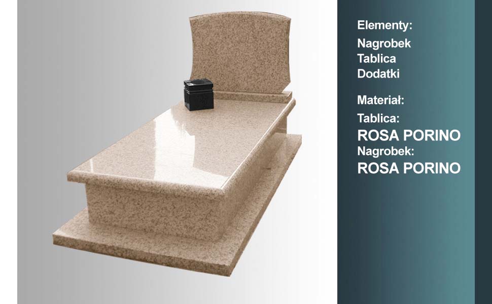 materiał nagrobka: rosa porino, materiał tablicy: rosa porino