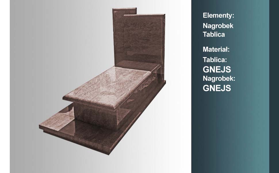 materiał nagrobka: gnejs, materiał tablicy: gnejs