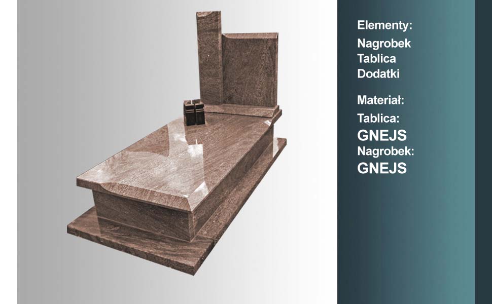 materiał nagrobka: gnejs, materiał tablicy: gnejs