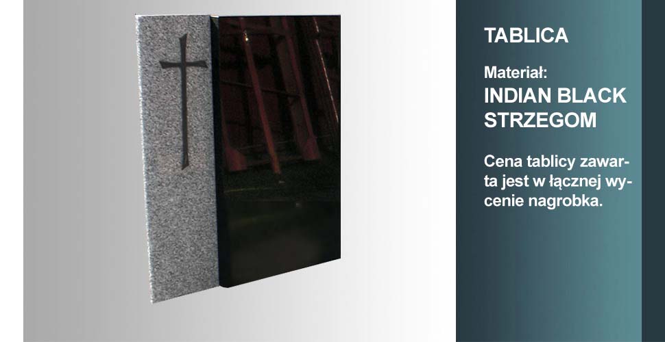 materiał tablicy: indian black, strzegom